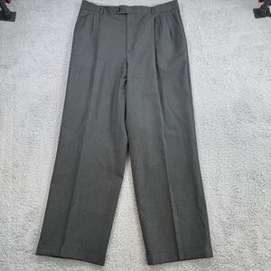 Zanella Pants Mens 36x30 Green Wool Trousers Pleated Cuffed Business